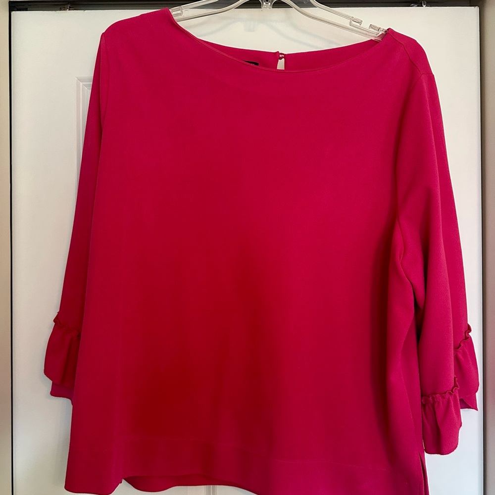 Talbots Fuchsia Blouse with Ruffle Sleeves